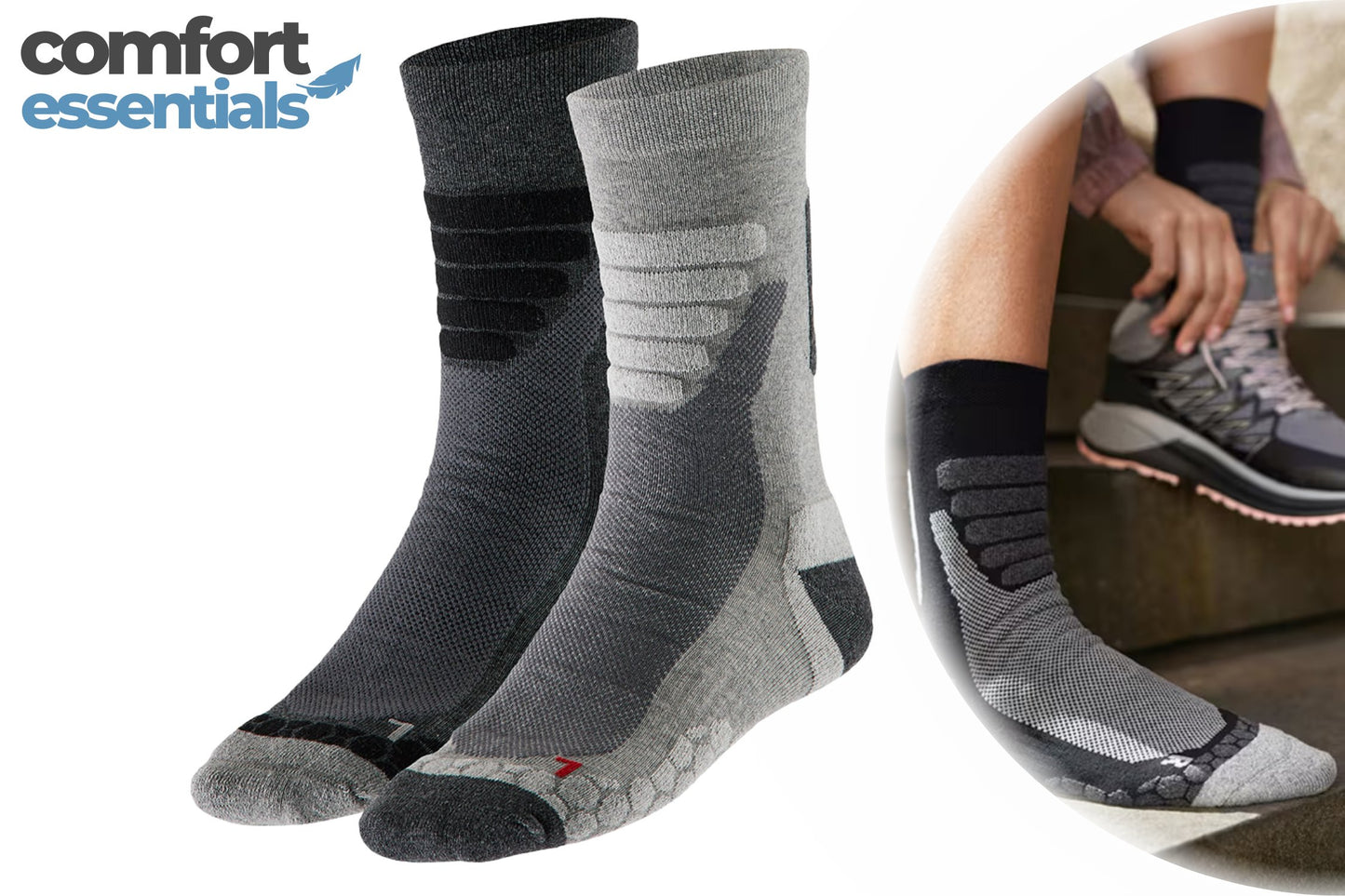 MP - Comfort Essentials Wandelsokken  - Multi Grijs - Maat 43/46