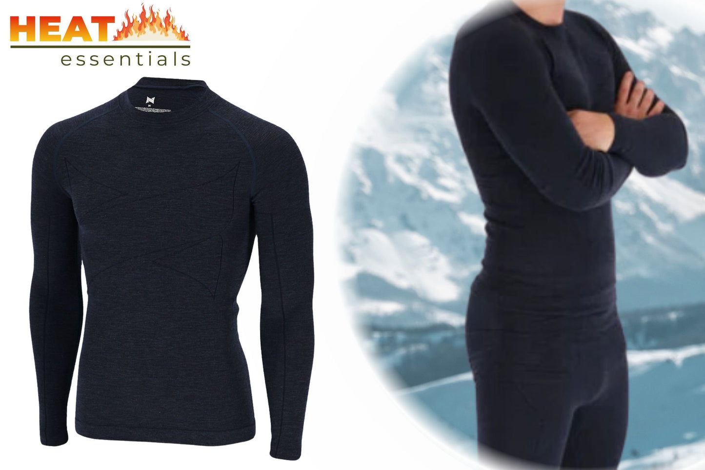 MP - Heat Essentials Thermo Shirt Heren - Merinowol Shirt - Navy - Maat L