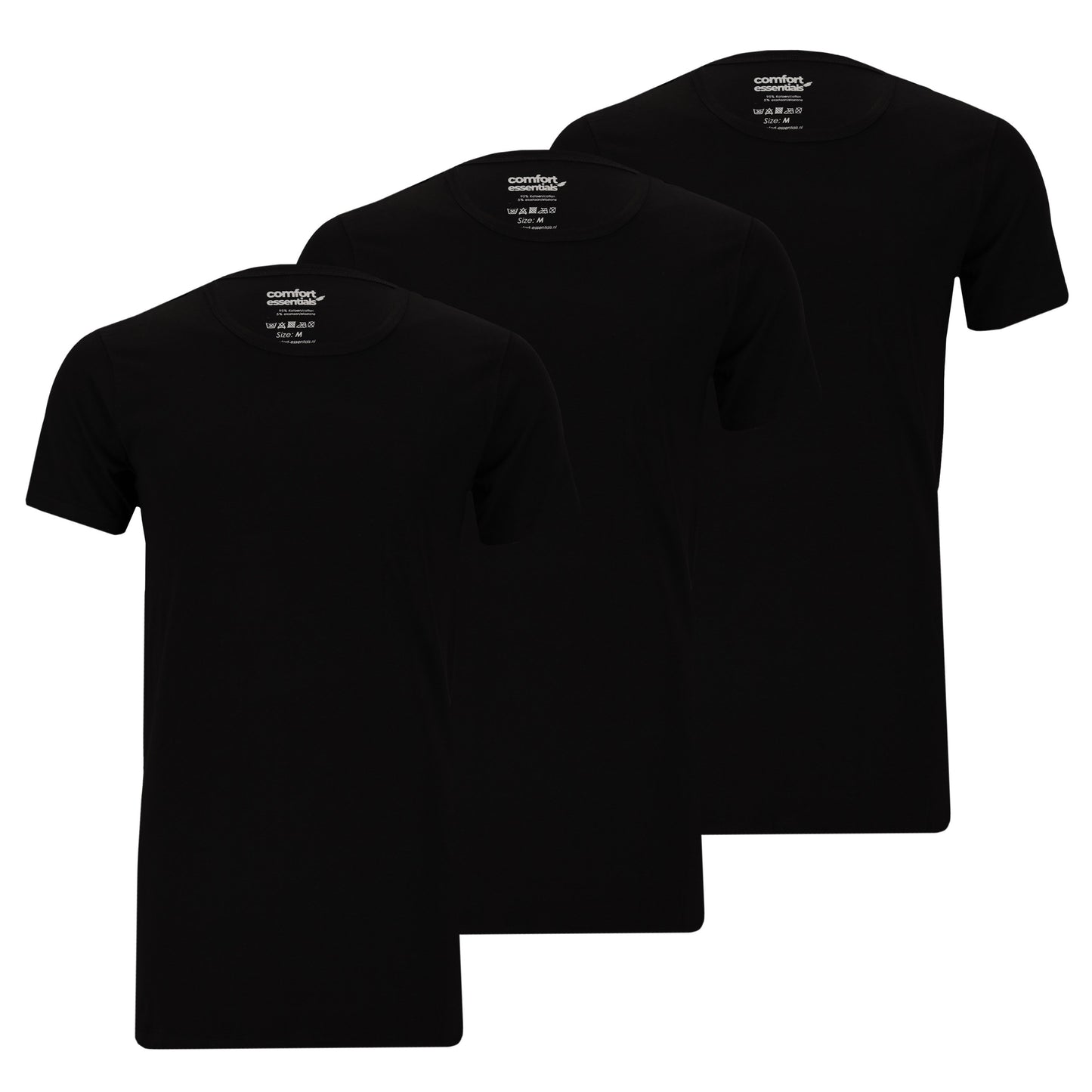 CE Heren T Shirts Extra Lang Ronde Hals 3pk Zwart L