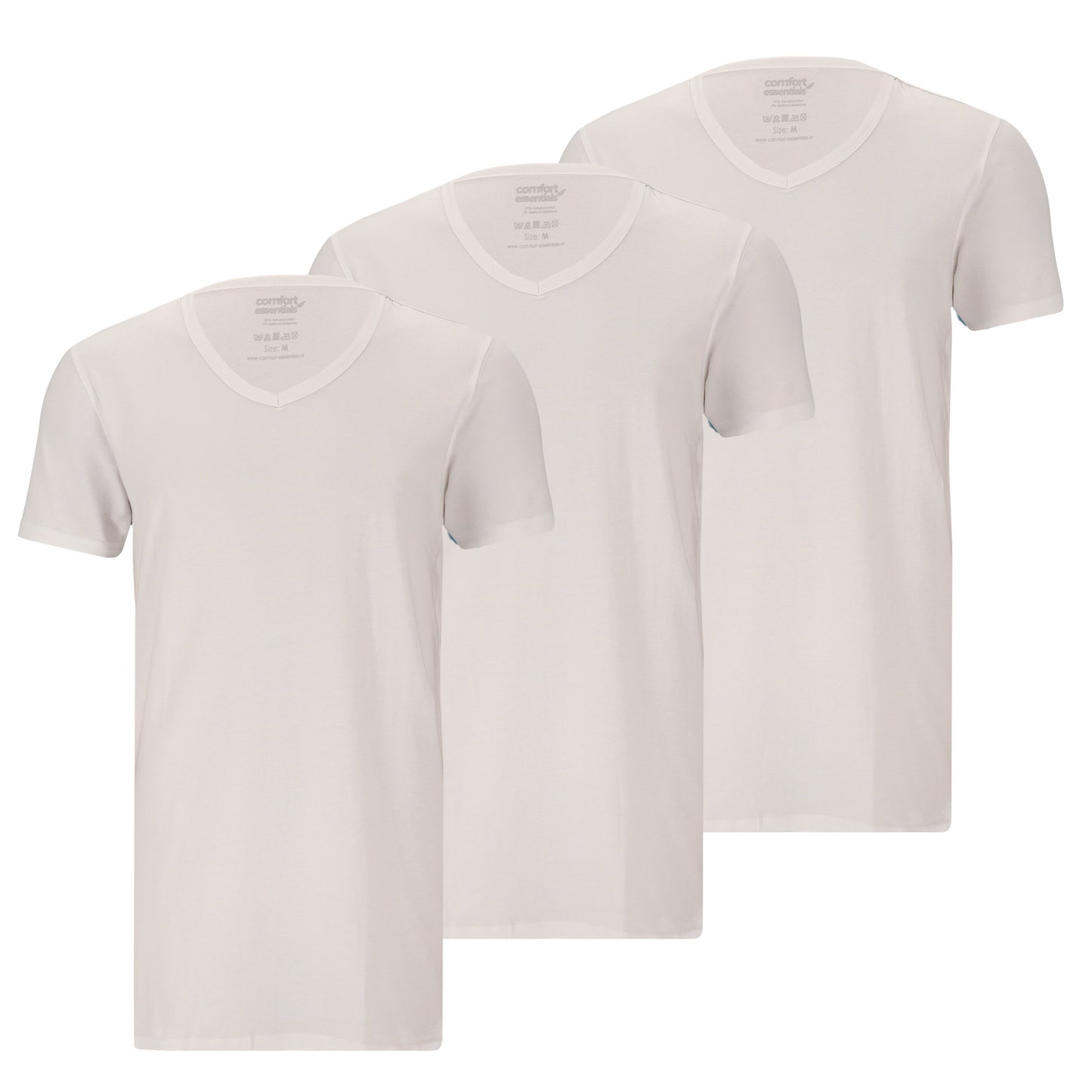 CE Heren T Shirts Extra Lang V-Hals 3pk Wit XXL