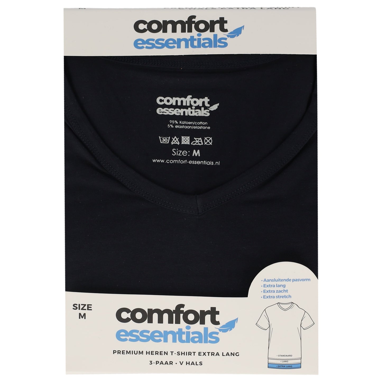 CE Heren T Shirts Extra Lang V-Hals 3pk Navy XL