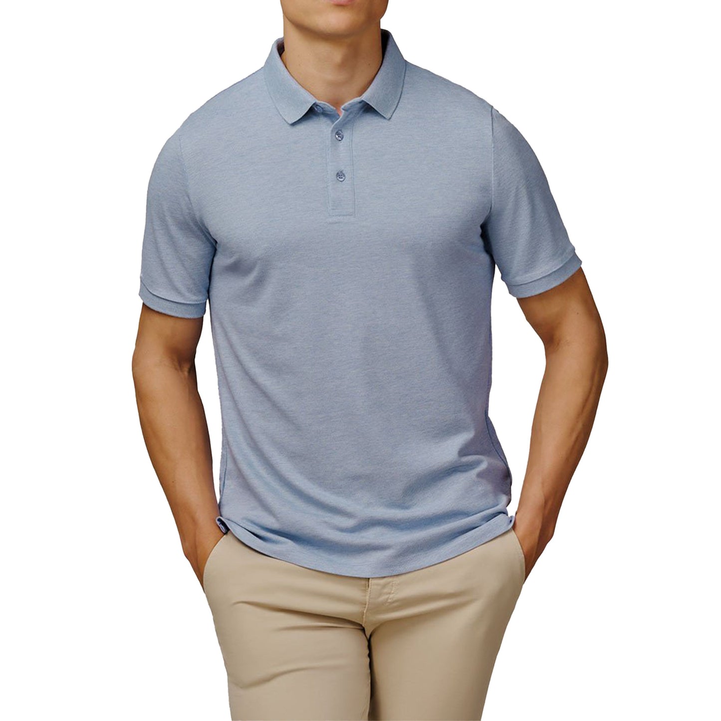 Bamboo Heren Polo Pique Licht Blauw M