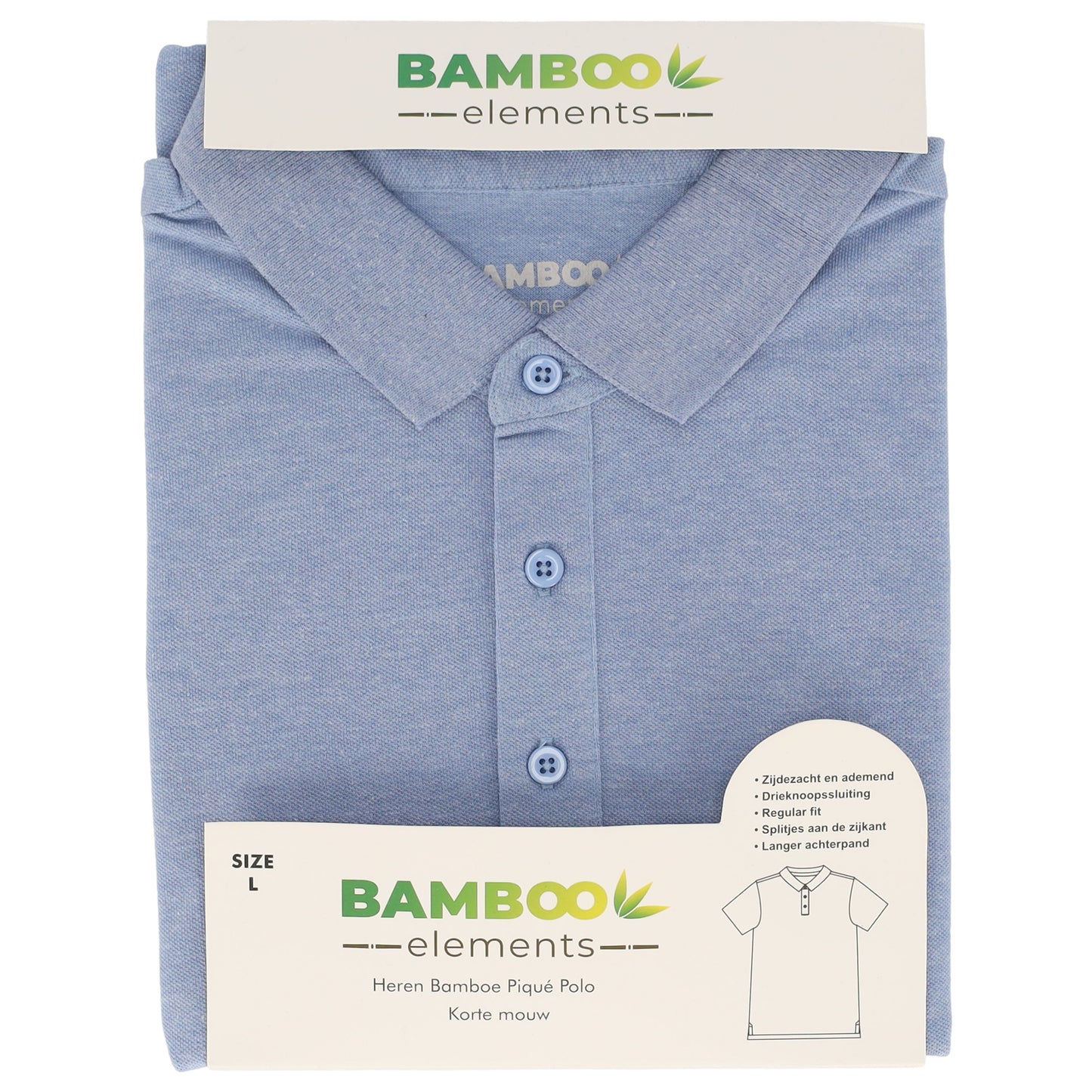 Bamboo Heren Polo Pique Licht Blauw L