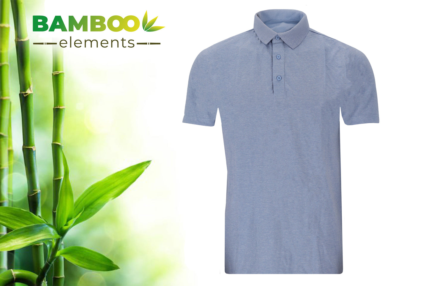 Bamboo Heren Polo Pique Licht Blauw XXL