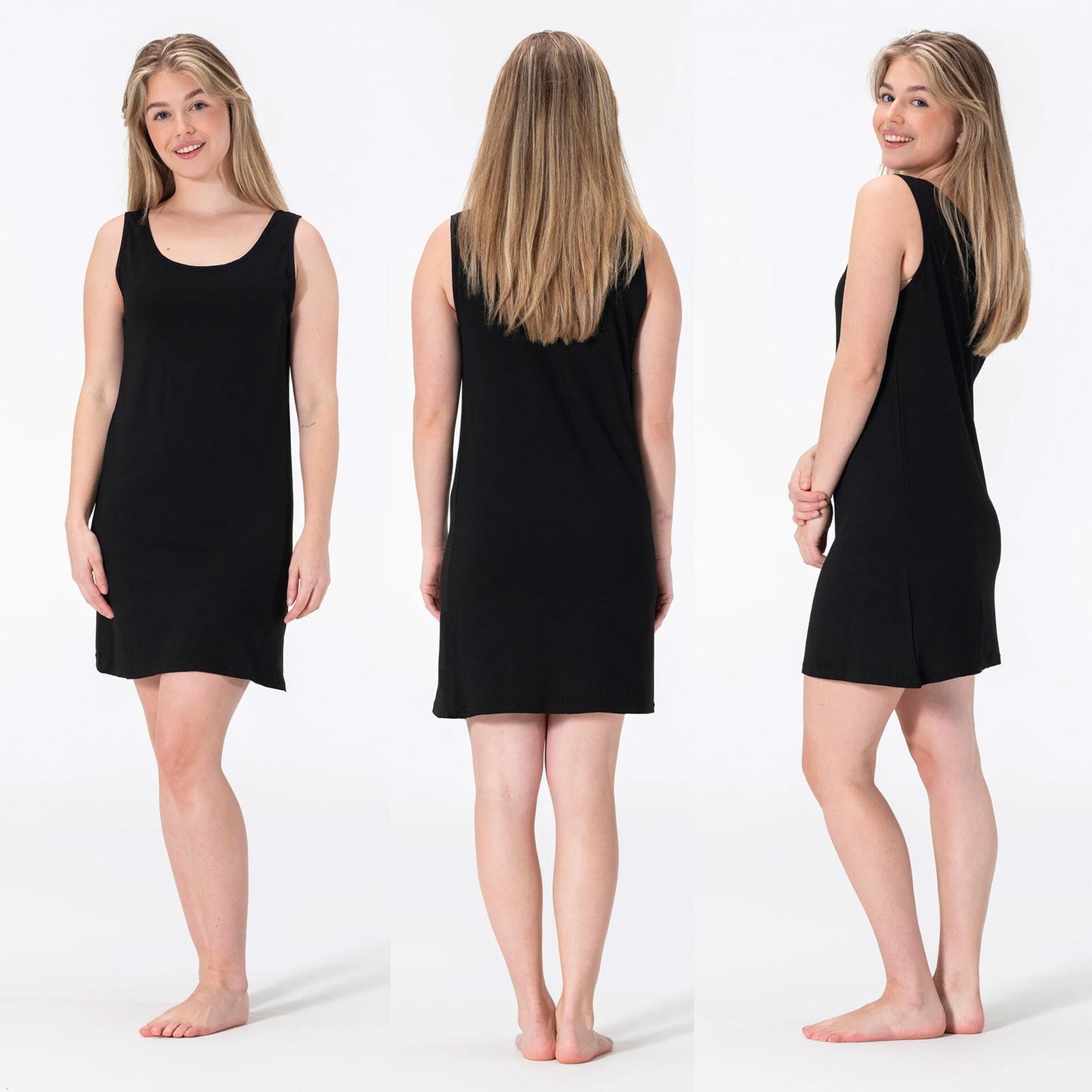 MP - Bamboo Elements - Onderjurk Zwart - S/M - EU 36-38 -  Kort - Brede Bandjes