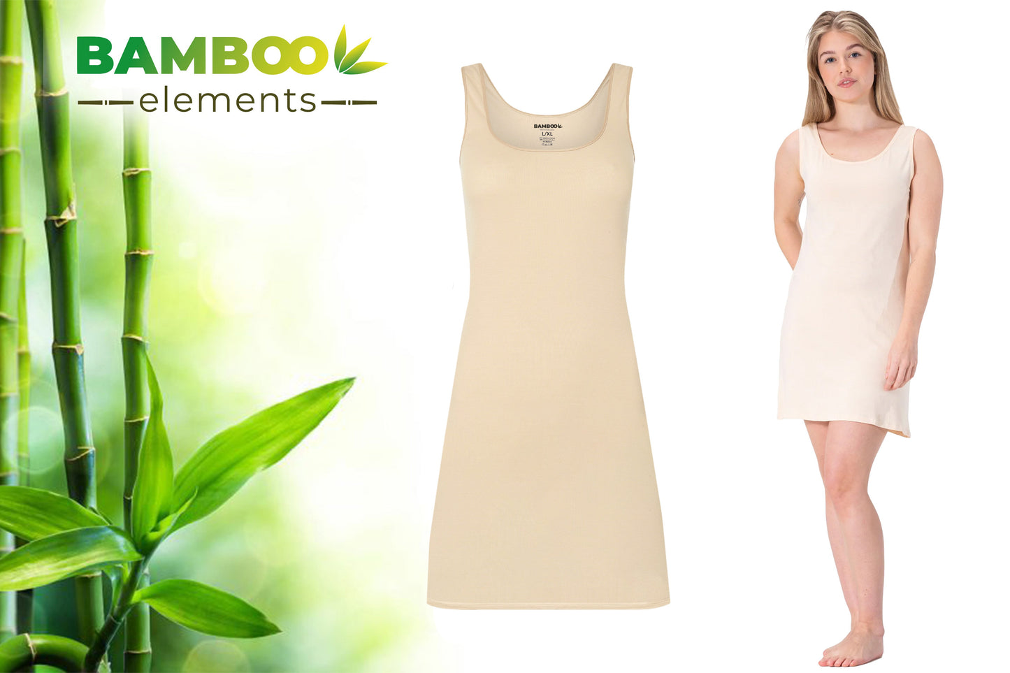 MP - Bamboo Elements - Onderjurk Huidskleur - XXL/XXXL - EU 44-46 -  Kort - Brede Bandjes