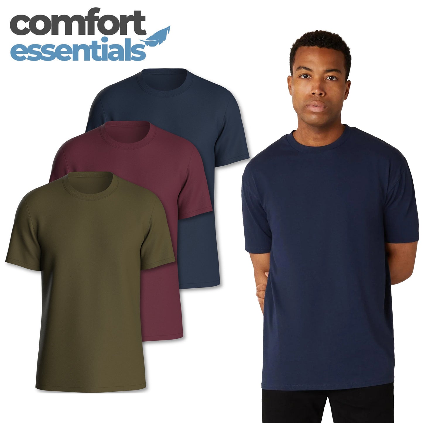 MP - Comfort Essentials -T Shirt Heren - 3pk XXL - Groen Navy Bordeux
