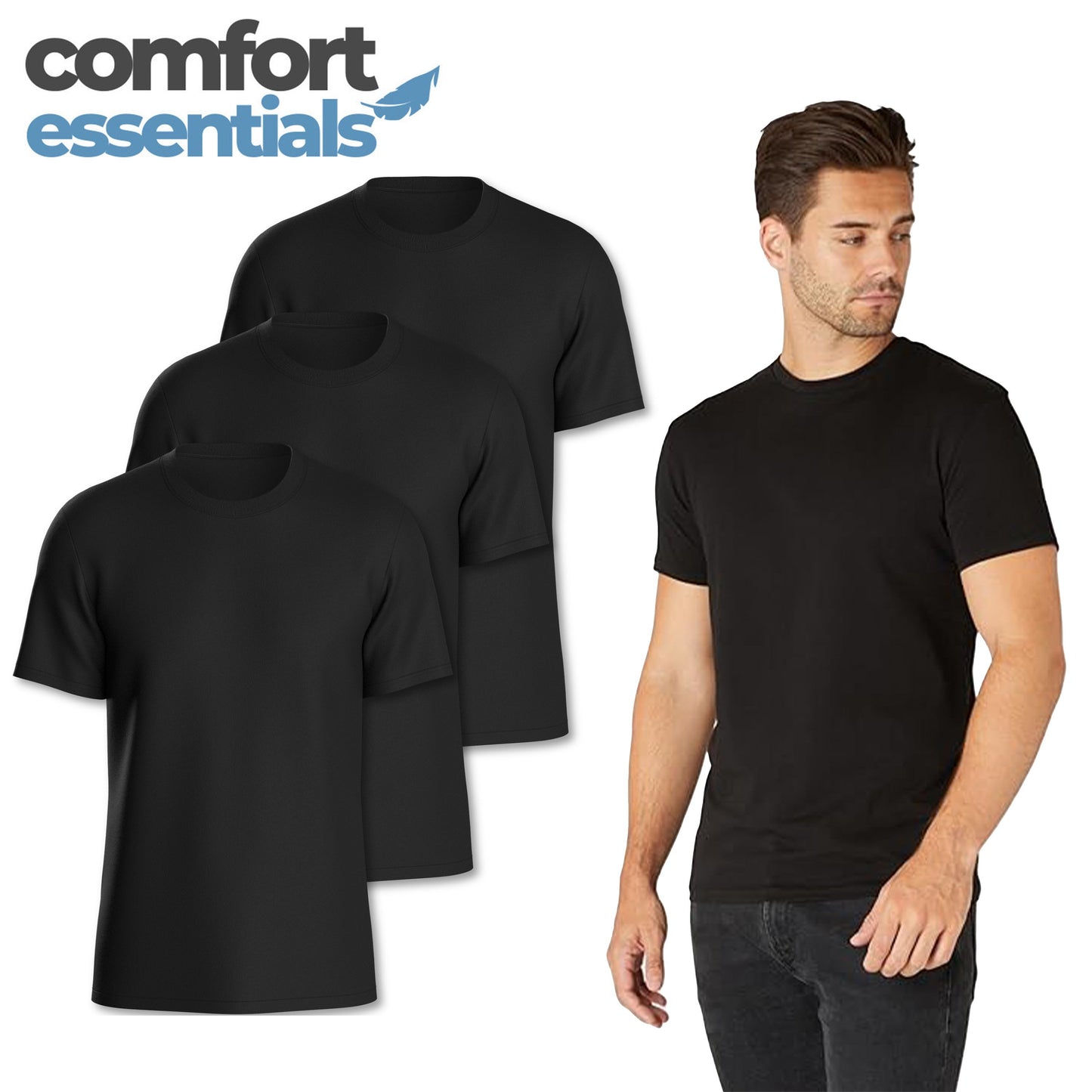 MP - Comfort Essentials -T Shirt Heren - 3pk M - Zwart