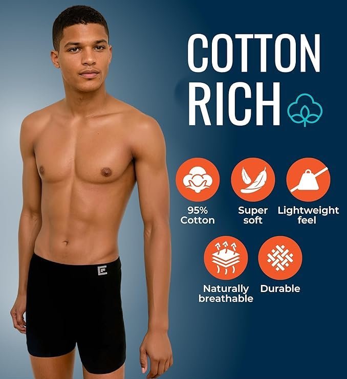 MP - Comfort Essentials Boxershort Heren Lange pijp 5pk -Zwart M