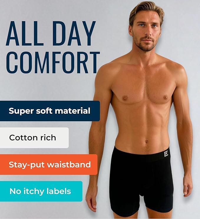 MP - Comfort Essentials Boxershort Heren Lange pijp 5pk -Zwart M