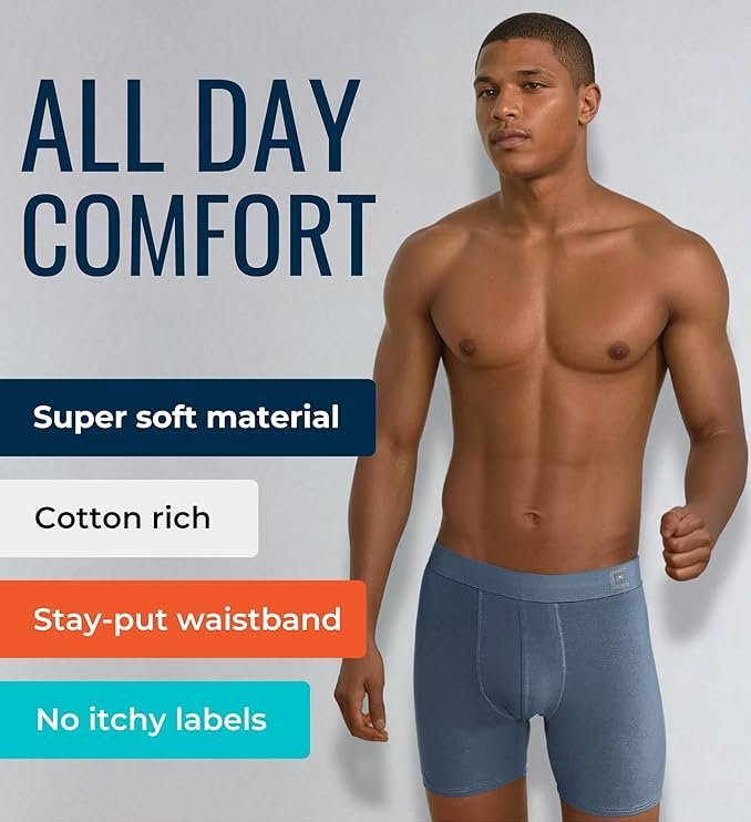 MP - Comfort Essentials Boxershort Heren Lange pijp 5pk -Blauw XXL