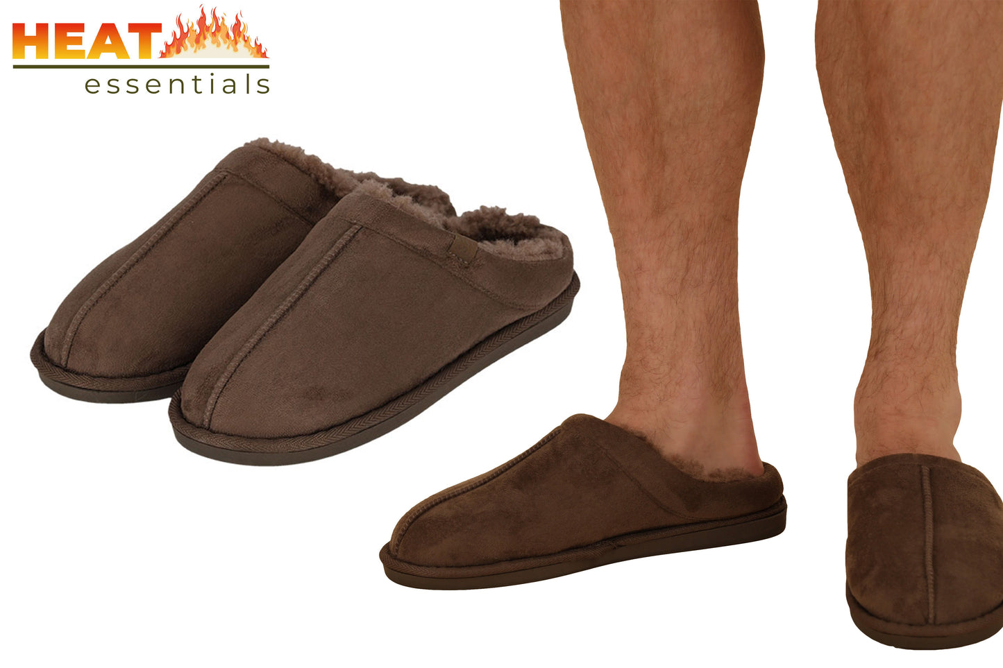 MP - Heat Essentials - Pantoffels Heren - Taupe Bruin - 43/44 - Suede Look