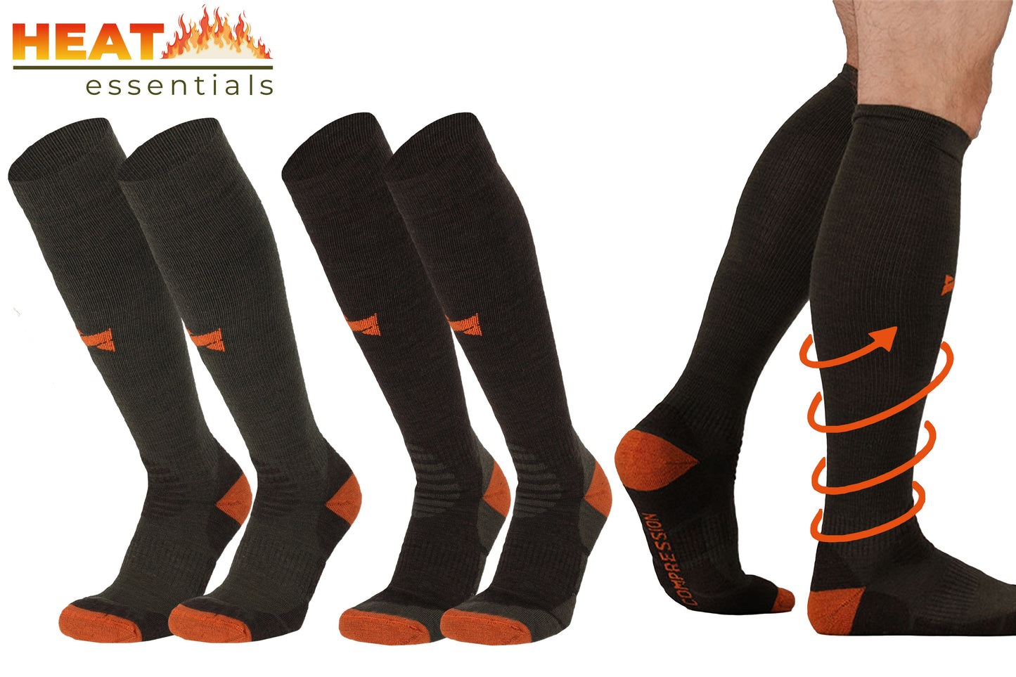 MP - Heat Essentials - Merino Wol Sokken - Compressiekousen - 2 Paar - Groen - Maat 45/47