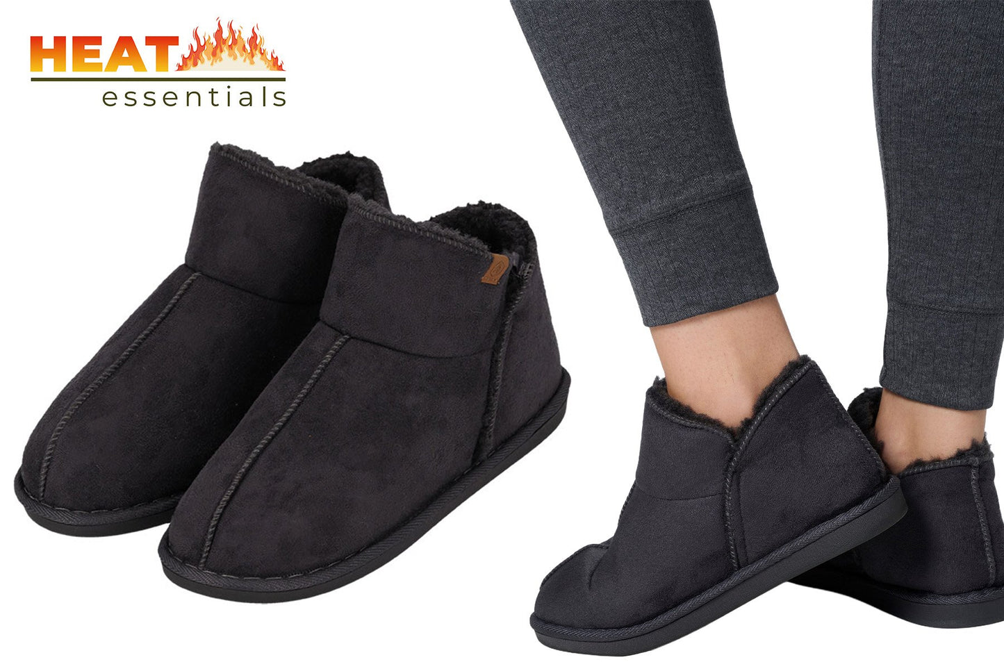 MP - Heat Essentials - Suede Pantoffels Dames - Donkergrijs - 37/38