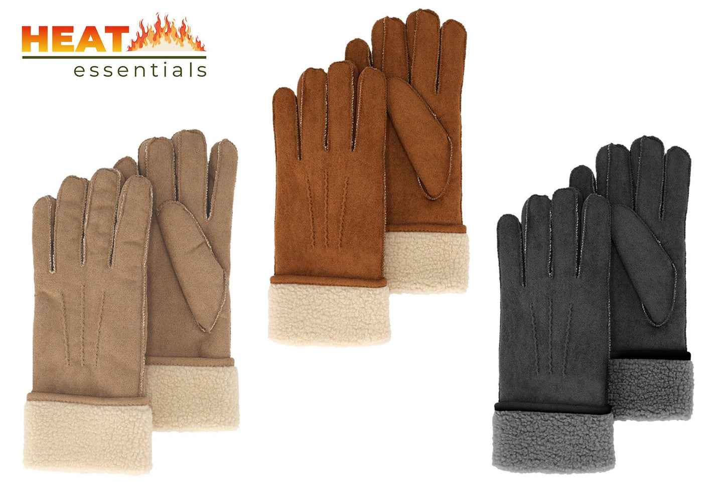 Heat Essentials Suede Handschoenen Zwart (OS)